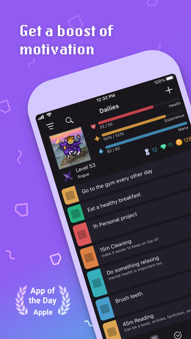 Captura de pantalla de la app Habitica